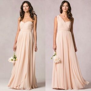 Jenny Yoo Convertible Blush Pink Strapless Maxi Dress Party Wedding Guess Size 6